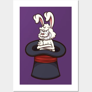 Evil White Bunny In Magician Hat Posters and Art